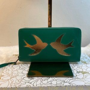 Cute boho green and gold wallet NWOTS